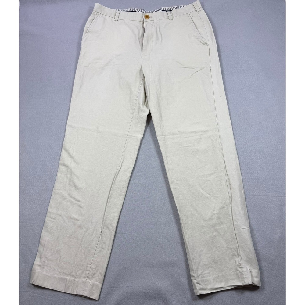 Brooks Brothers Clark Baird McNutt Irish Linen Chinos Beige Mens 36x32
